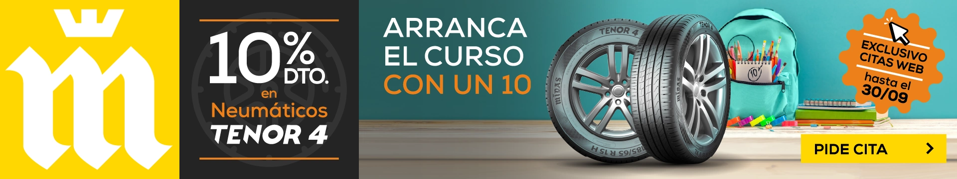 diez por ciento de descuento en neumaticos tenor 4 exclusivo citas web hasta el treinta de septiembre