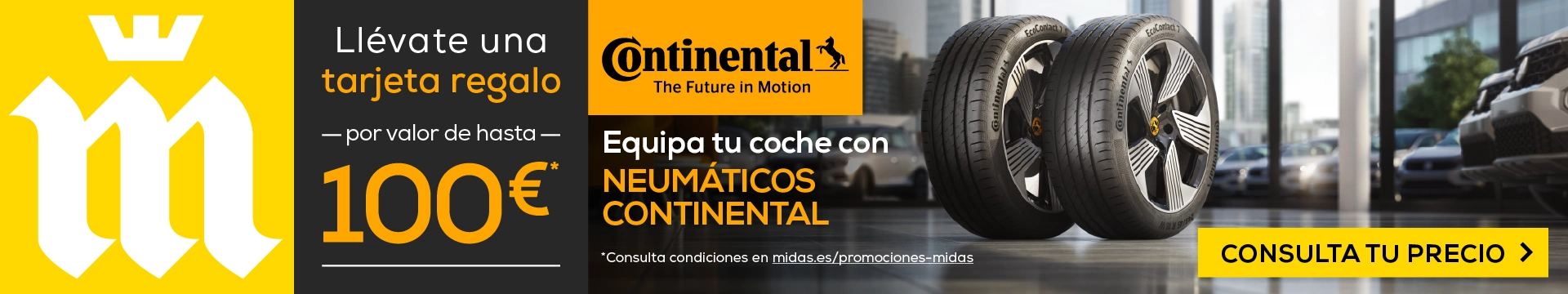 compra neumaticos continental y llevate una tarjeta regalo de hasta cien euros