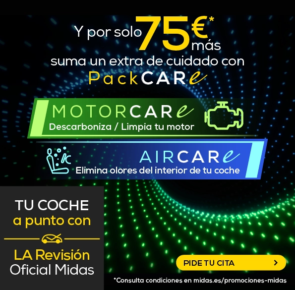 pasa la revision oficial midas a tu coche y por setenta y cinco euros mas llevate el packcare con motorcare y aircare pide tu cita ahora